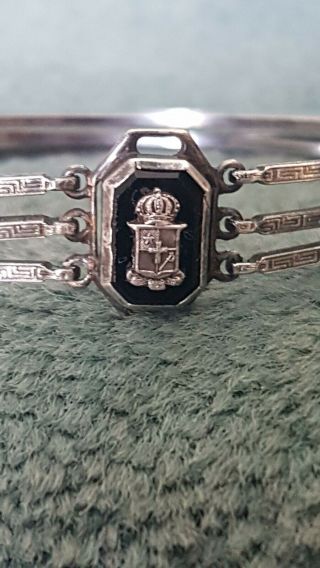 Sigma Phi Epsilon Fraternity - Rare Early Sterling Onxy Crest Bracelet - Wow