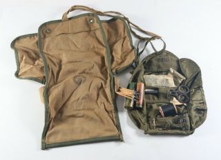 Vintage Boy Scouts Of America Bsa Tan Canvas Personal Hygiene Roll Kit W/ Sewing