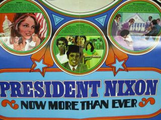 1972 President Richard Nixon Political Campaign Poster NOW MORE THAN EVER 22x34 3