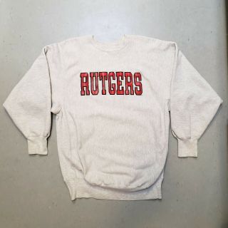 Vtg 80s Champion Rutgers University Sweatshirt Shirt School Athletic Phys Ed Xxl