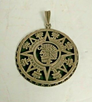 Unusual Pierced Large Vintage Mexico 925 Sterling Silver Mayan Aztec Pendant