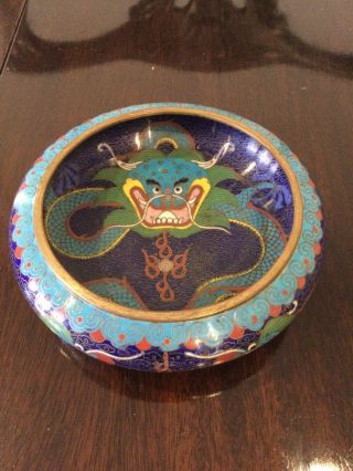 19th Century Chinese Cloisonne Dragon Bowl In Good Order