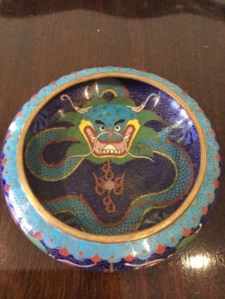 19th Century Chinese Cloisonne Dragon Bowl In Good Order 2
