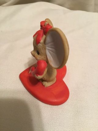 Vintage Lefton Mouse Red Heart Telephone Figurine 02230 Valentine Sweetheart 2