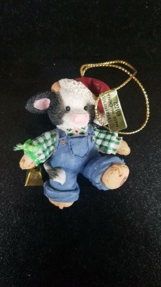 Mary’s Moo Moos Boy Cow With Bell Ornament ©1994 Enesco