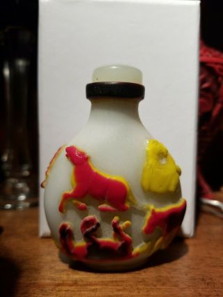 Chinese Peking Glass Horses Snuff Bottle
