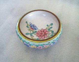 Vintage Chinese Enamel On Copper Cloisonne Floral Bowl Dish 4 "