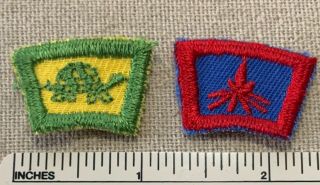 2 Vintage Boy Scouts Of America Uniform Segment Patches Turtle Camping Camp Bsa
