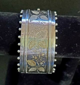 Antique Victorian Sterling Silver Hinged Bangle Cuff Bracelet