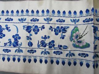 Antique Chinese Silk Embroidery 19th Century Qing Dynasty Butterflies Flowers