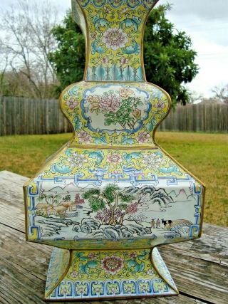 Old Chinese Hand painted Enamel on Copper Vase 15 