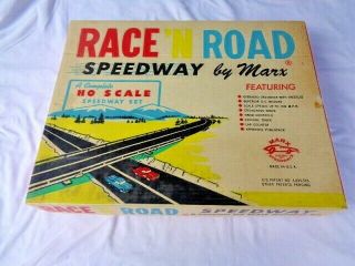 Vintage Marx Race N Road Auto Speedway Slot Car Set 1 Car Corvette W/ Box 21655