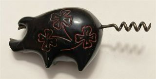 1949 Vintage Black Pig Corkscrew & Cap Lifter Howard Ross 