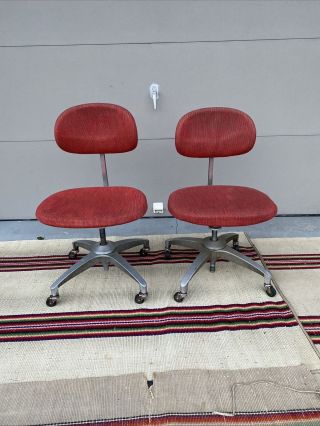 A Vintage Shaw - Walker Aluminum Rolling Office Chairs 1965
