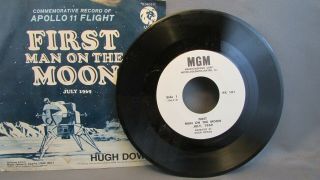 Rare First Man On The Moon 1969 Apollo 11 Vinyl Lp 7 " Hugh Downs 45rpm Record