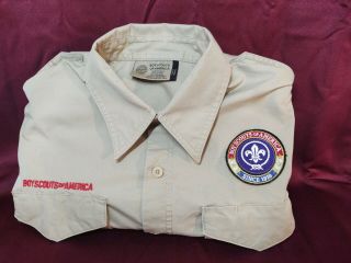 Boy Scout Bsa Uniform Shirt Mens Adult Small Short Sleeve World Crest Patch