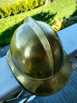 Antique German Brass Fireman Helmet W/leather Nr