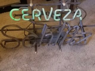 Vintage Cerveza Schlitz Neon Light (man Cave) Beer Sign 1 Letter Needs To Be Fixe