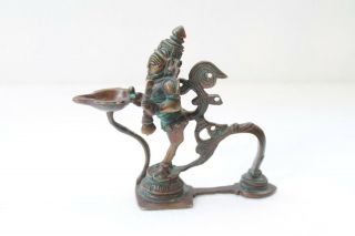 Vintage Old Handcrafted Brass Garuda Figurine Engrave Aarti Diya Oil Lamp Nh4150