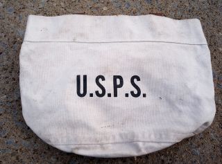 Vintage Usps Canvas City Mail Delivery Bag W/ Metal Hooks