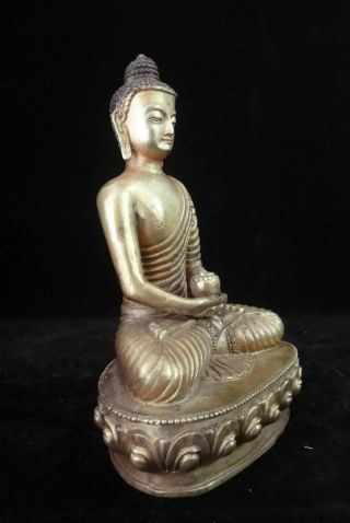 On Sales Old Chinese Gilt Bronze Shakyamuni Buddha Seated Statue Sculpture 2