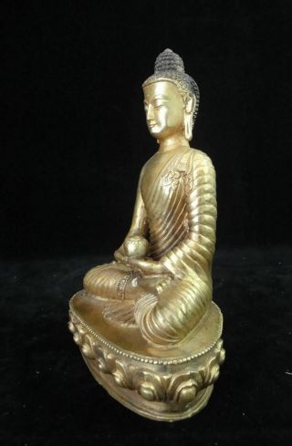 On Sales Old Chinese Gilt Bronze Shakyamuni Buddha Seated Statue Sculpture 3