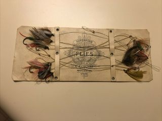 Early Orvis Card With Gut Tied Flies Cf Orvis Manchester Vermont