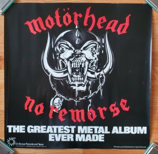 Motorhead " No Remorse " Vintage Promo Poster Never Hung 24 " X24 " Lemmy