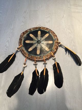 Vtg.  Native American Styled Large Woven Wall Hanging Mandella Dream Catcher