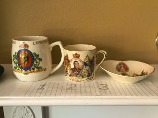 Antique 1937 Coronation King Edward Viii Cup/mug/dish England,  1 & 3