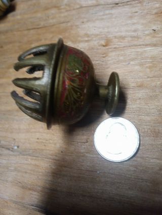 Vintage Elephant Claw Bell Etched Brass Bell Temple India Ornate Antique