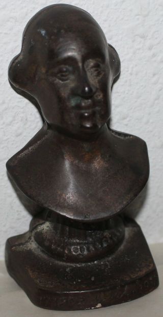 Vtg George Washington Bronzed Cast Iron Bust 1932 Bicentennial Birth Paperweight