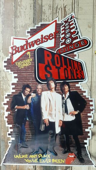 Vtg 1994 Budweiser Rolling Stones Voodoo Lounge Metal Embossed Beer Sign Rare
