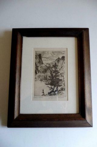 Lyman Byxbe 1886 - 1980 Pencil Etching Pencil Signed & Titled Dream Lake Colorado