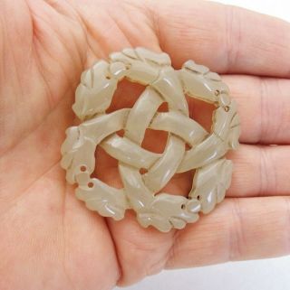 Fine antique Chinese 18th / 19th century Jade carved pendant - entwined Qilin 3