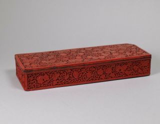 Antique 19th Century Chinese Cinnabar Lacquer Box And Cover