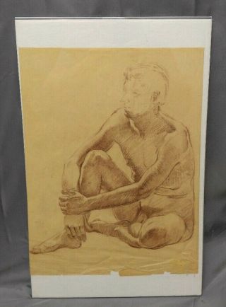 Old Vintage Pastel Male Nude Study Sketch