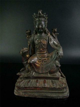 Large Old Chinese Tibet Bronze Made Kwanyin Image Statue Figure Of Avalokitesvar