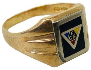 Vintage Knights Of Pythias Fraternal Masonic 10k Gold Enamel Mens Ring Size 10.  5