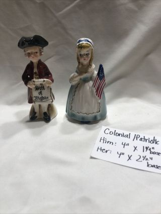 Vintage Colonial Patriotic Salt Pepper Set Betsy Ross Bill Of Rights Enrosco