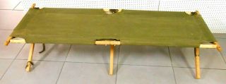 2x Rare Wwii Army Military Folding Camping Bed Cot Troop Wood Canvas Cot Vintage