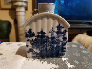 Antique 18th Century Chinese Blue And White Tea Caddy