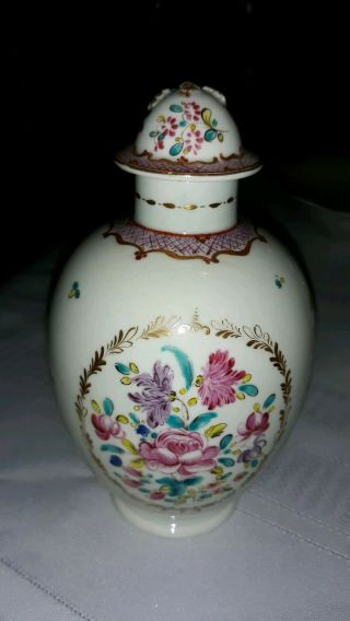 Antique/vintage Chinese Famille Rose? Porcelain Urn With Lid 6 1/2 "
