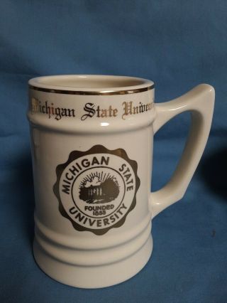 Michigan State University Beer Stein Made By W.  C.  Bunting E.  Liverpool,  Oh.