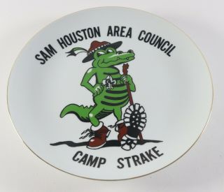 Vtg Boy Scouts Of America Sam Houston Area Council Camp Strake Collectors Plate