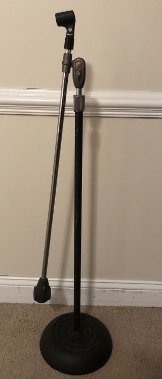 Vintage Atlas Sound Microphone Stand Boom With Mic Holder And Cast Iron Base