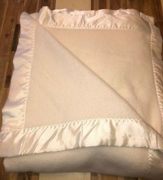 Vtg Fieldcrest Touch Of Class Blanket White 4 Side Satin Binding 93x107 King