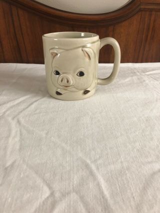 Vintage Otagiri Pig Ceramic Coffee/tea Mug Cup Hand Painted Raised Design