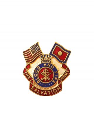 Vintage Blood And Fire Salvation Army Lapel Hat Pin Pinback