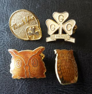 Girl Guides,  Tawny Owl,  Brownies Vintage Metal Pins (4)